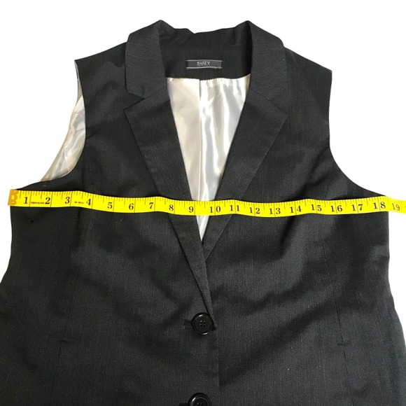 Suzy Shier Gray Sleeveless Blazer Vest Men's Size M – Tailored Career Chic - Picture 5 of 10